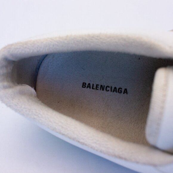 650$ BALENCIAGA - Match Tennis Distressed Leather Sneakers - Men - White Size 10 - Picture 12 of 16